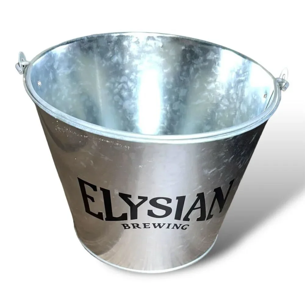 Elysian Brewing Silver Metal Ice Bucket with Handle for Parties &‎ BBQs